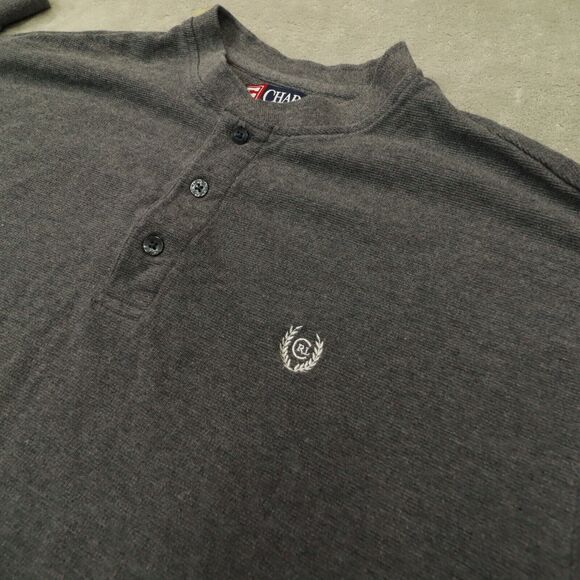 Chaps Ralph Lauren Men's Henley Shirt Gray Long Sleeve Waffle Thermal size Large - Picture 3 of 6